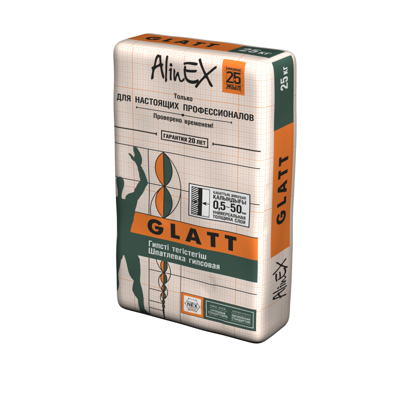 Гипсовая универсальная шпатлевка AlinEX GLATT 25 кг